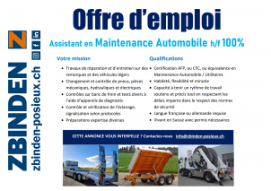 Image Nous recherchons un(e) assistant/e en maintenance d'automobile 100%