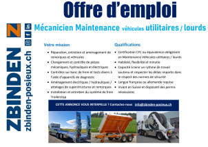 Image Nous recherchons un(e) mécanicien/ne en maintenance utilitaires et lourds avec CFC 100%