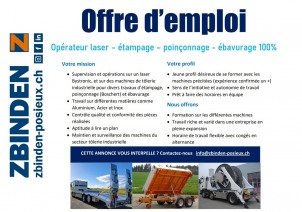 Image Opérateur/rice laser – étampage – poinçonnage - ébavurage 100%