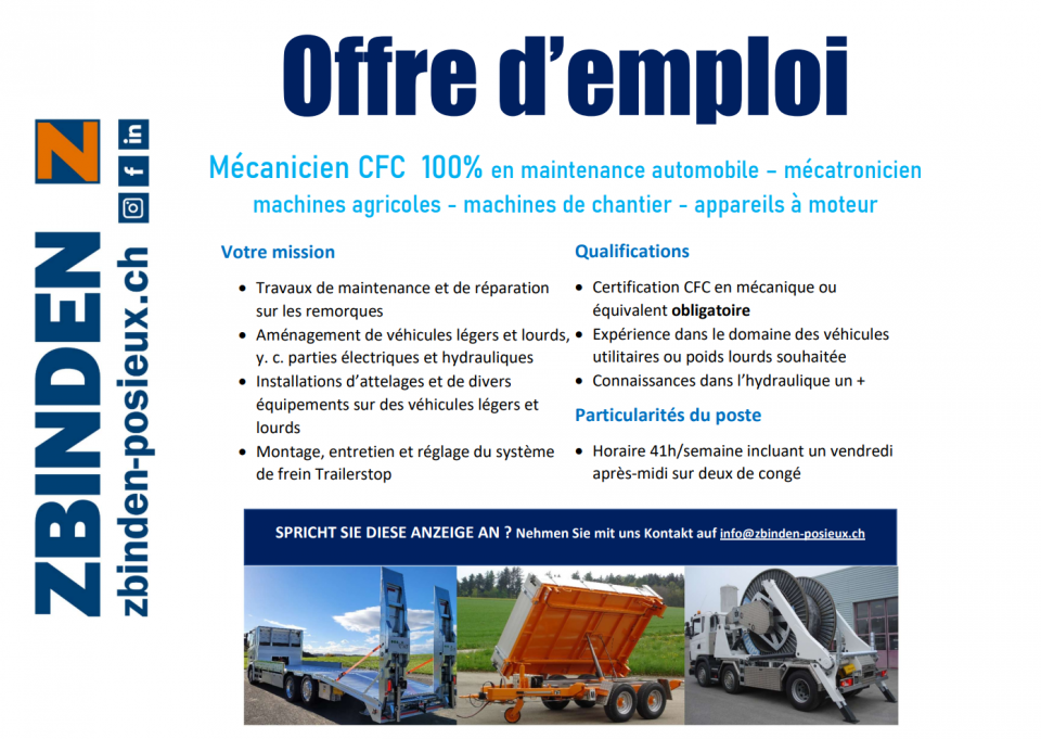 Image Nous recherchons un(e) mécanicien/ne en maintenance d'automobile CFC 100%